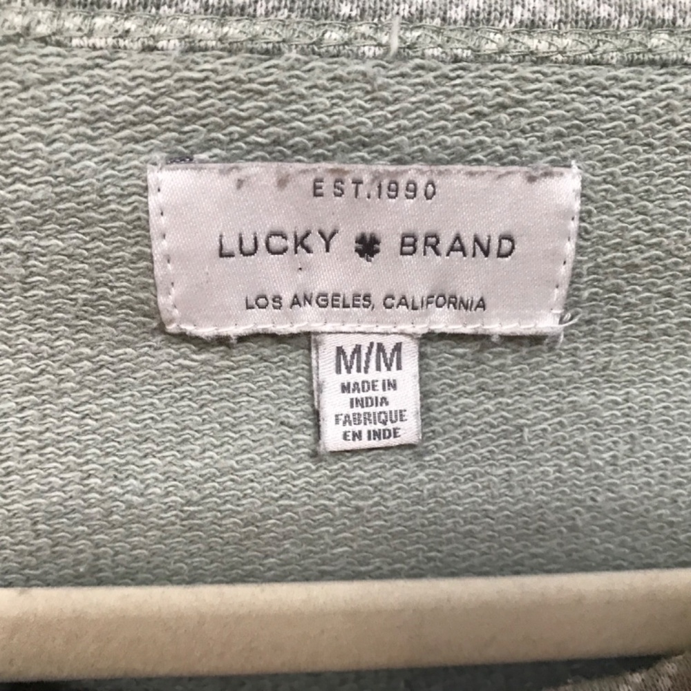 Lucky Brand Sage Green and Cream Long Sleeve Cotton Top - Picture 6 of 16